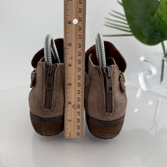 Born Womens Sylvia Boot Size 6.5 Brown Suede Distressed Braid Strap Boho Bootie - Picture 8 of 16